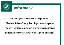 Ograniczenia w pracy biura Nadleśnictwa Stary Sącz